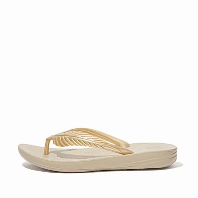 Fitflop Iqushion Feather - Flip Flops Damen - Braun/Gold (MWA154082)